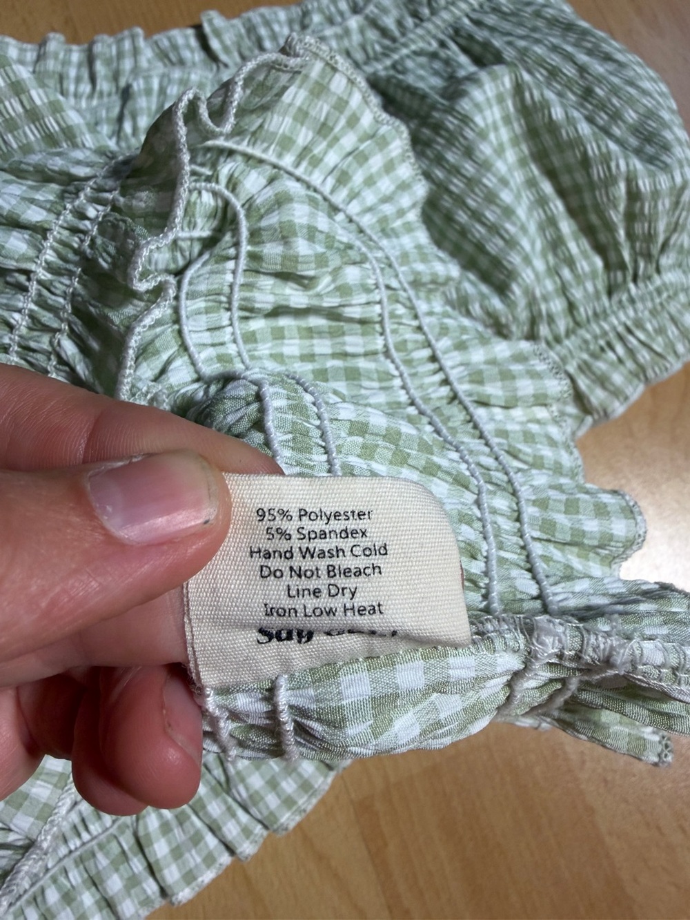 Lisa Says‎ Gah Marta Smocked Green & White Gingham Crop Top Large Festival - Picture 8 of 11